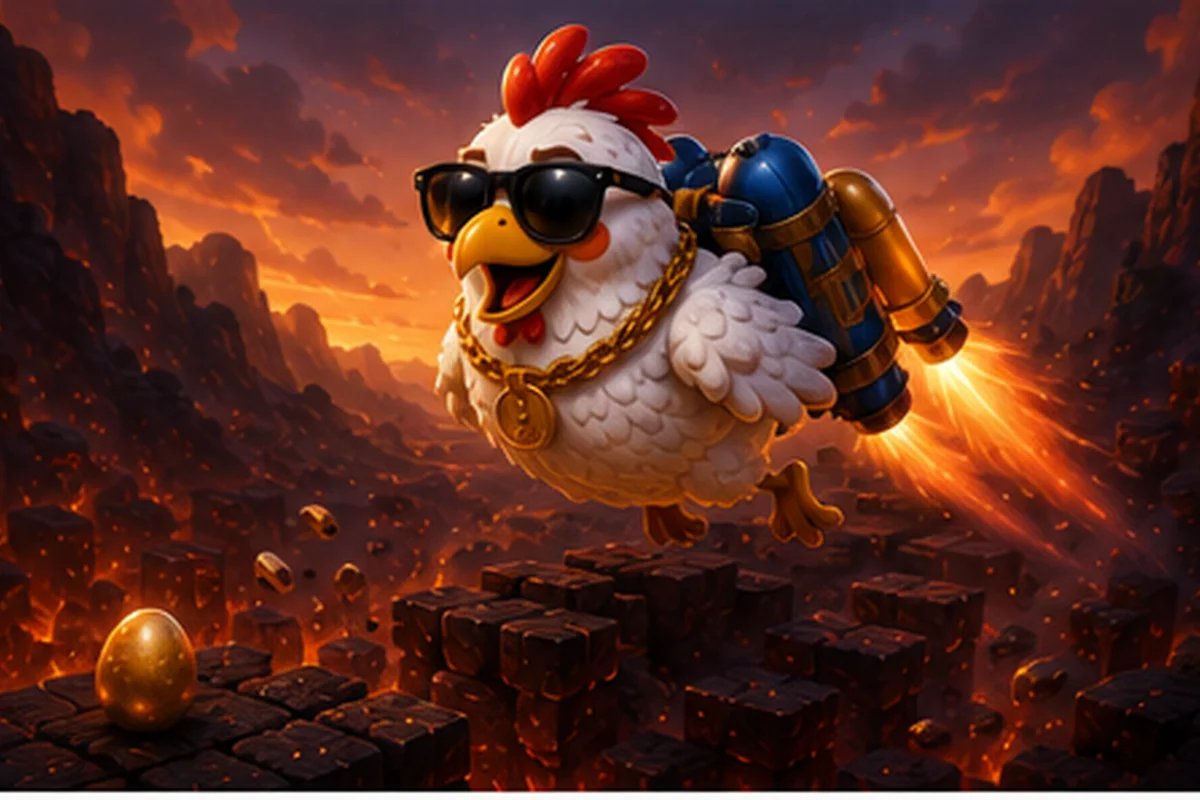 Jetpack-equipped cartoon chicken flying above broken platforms and hazards, illustrating the danger of rushing a first session